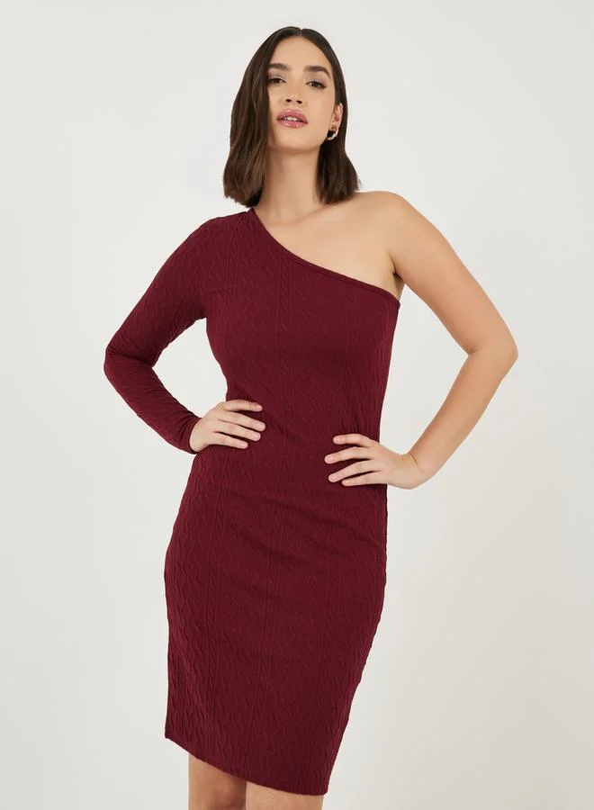 Styli Textured One-Shoulder Dress