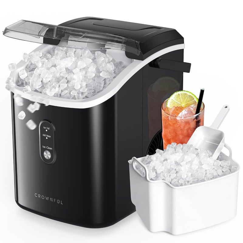 Crownful Nugget Ice Maker Countertop, Portable Pebble Ice Maker Machine, 15kg/24H Soft Chewable Ice, First Ice in 8 Mins, 1.1L Water Tank, Self-Cleaning, Quiet Operation for Home Kitchen Office Drinks - Image 1