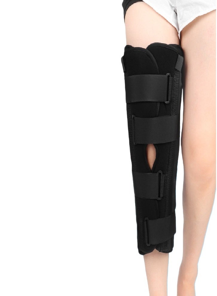 Upgraded Knee Implant - Full Leg Brace - Straight Knee Splint - Provides Comfortable and Rigid Support for Pre- and Post-Operative Knee Surgery, Injury, or Surgery Recovery (Black) - Image 1