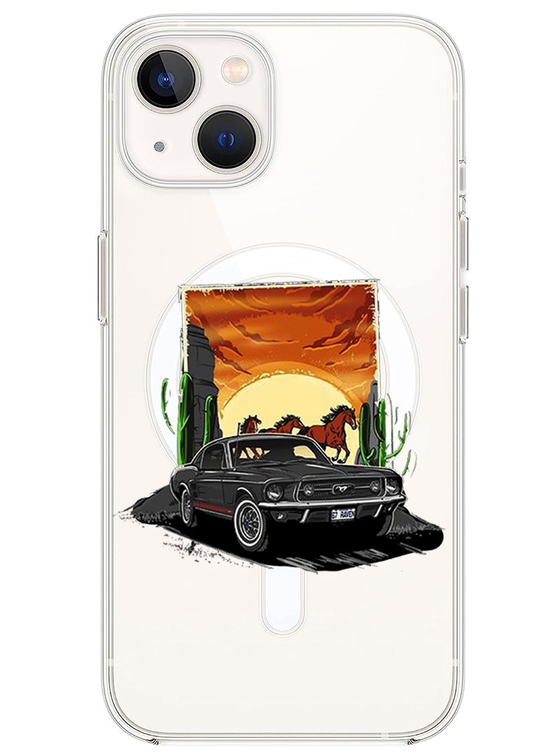 Theodor Magnetic Case for iPhone 14 Plus 6.7-inch Compatible with MagSafe Wireless Charging, Shockproof Phone Bumper Cover Car horse copy - Image 1