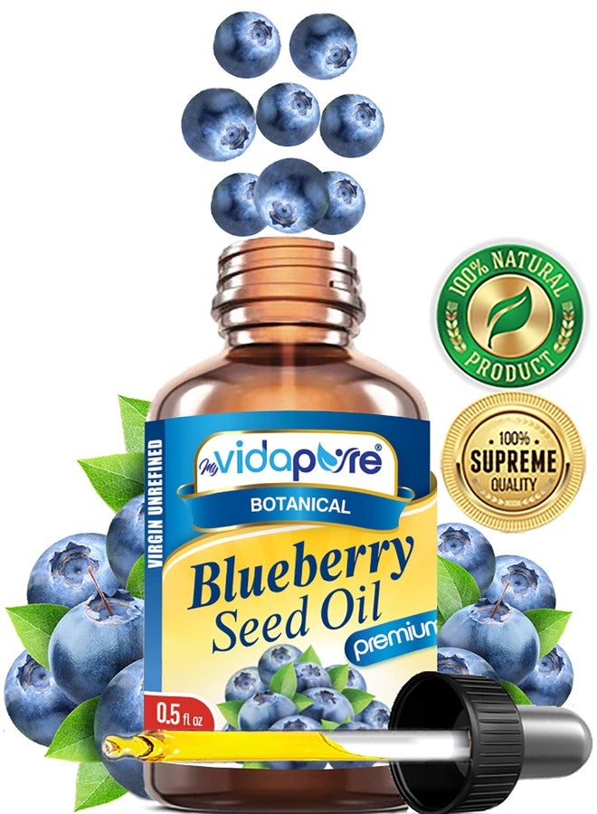 MYVIDAPURE BLUEBERRY SEED OIL 100% Pure Unrefined Virgin Cold Pressed. Moisturizer for Face, Skin, Hair, Nails, Scars, Anti Aging 0.5 Fl.oz.- 15 ml. - Image 2