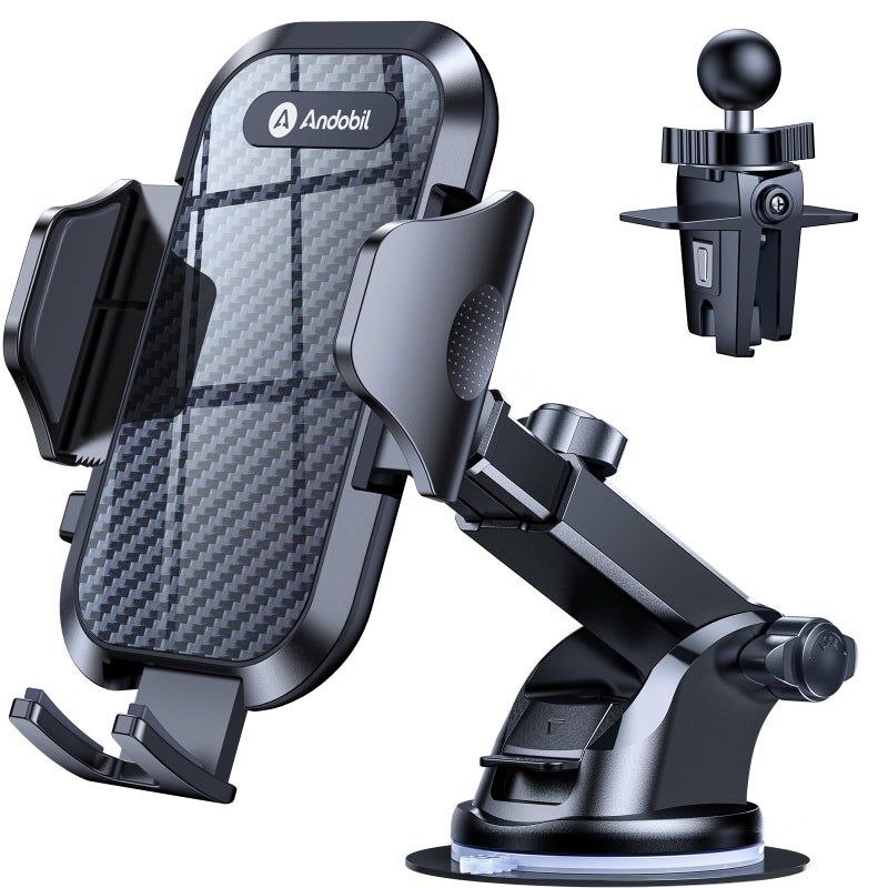 andobil Car Phone Holder, 2025 Military-Grade 89lbs Strongest Suction Phone Holders for Your Car Dashboard/Windshield/Vent Easy Clamp Car Phone Mount Stand for iPhone 17 16 15 14 13 Pro Max Samsung - Image 1