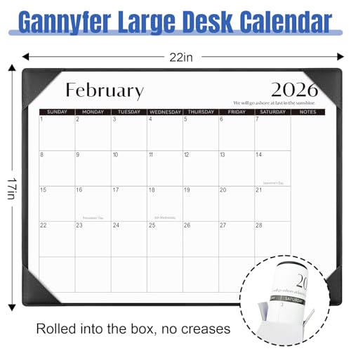 Gannyfer Desk Calendar 2026-2027 with Desktop Mat, Simplified Large 22" x 17" Desktop Pad Calendar, 18 Month Desk Calendar 2026, Use Jan 2026 to Jun 2027, Office Supplies Perfect for Home School and Office - Black - Image 3
