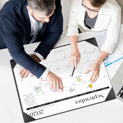 Gannyfer Desk Calendar 2026-2027 with Desktop Mat, Simplified Large 22" x 17" Desktop Pad Calendar, 18 Month Desk Calendar 2026, Use Jan 2026 to Jun 2027, Office Supplies Perfect for Home School and Office - Black - Image 2