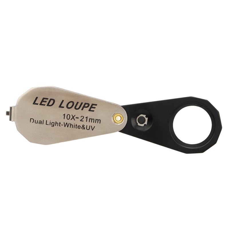 10X Jewelers Loupe 21mm Optical Glass Lens 2-In-1 Magnifier - 6 LED Lights 6 UV Lights Pocket-Size Forgery Detector for Jewelry Inspection Coin Collecting Hobbyists - Image 3