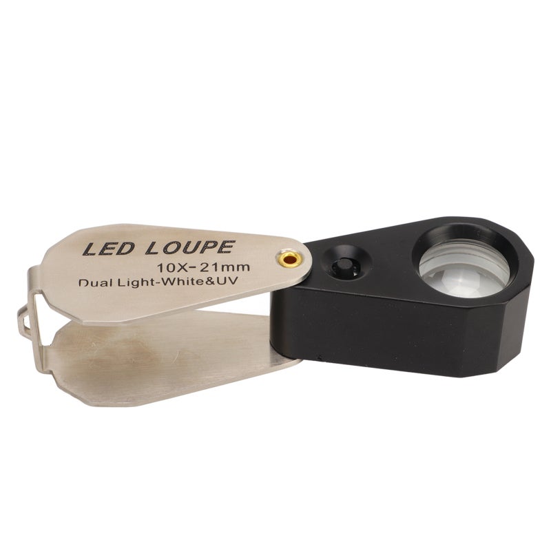 10X Jewelers Loupe 21mm Optical Glass Lens 2-In-1 Magnifier - 6 LED Lights 6 UV Lights Pocket-Size Forgery Detector for Jewelry Inspection Coin Collecting Hobbyists - Image 2