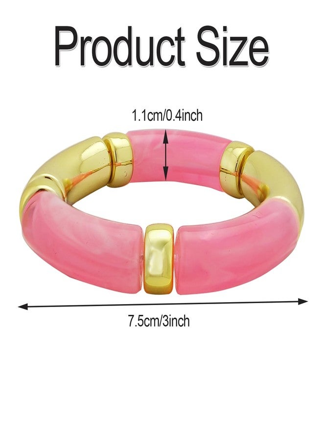 كولودوغو مجموعة كولودوغو من 3 أساور عريضة للنساء، قابلة للتكديس، مصنوعة من الأكريليك والخيزران، أساور مطاطية للنساء كهدية مجوهرات - Image 4