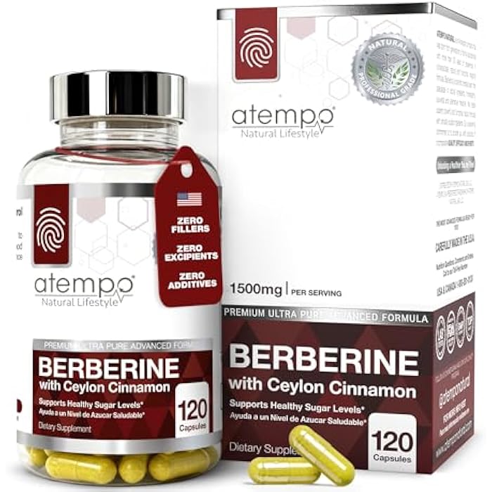 Berberine Supplement with Ceylon Cinnamon HCL 1500mg, Natural Berberine Extract for Metabolic Support & Overall Wellness – 120 Capsules - Image 1