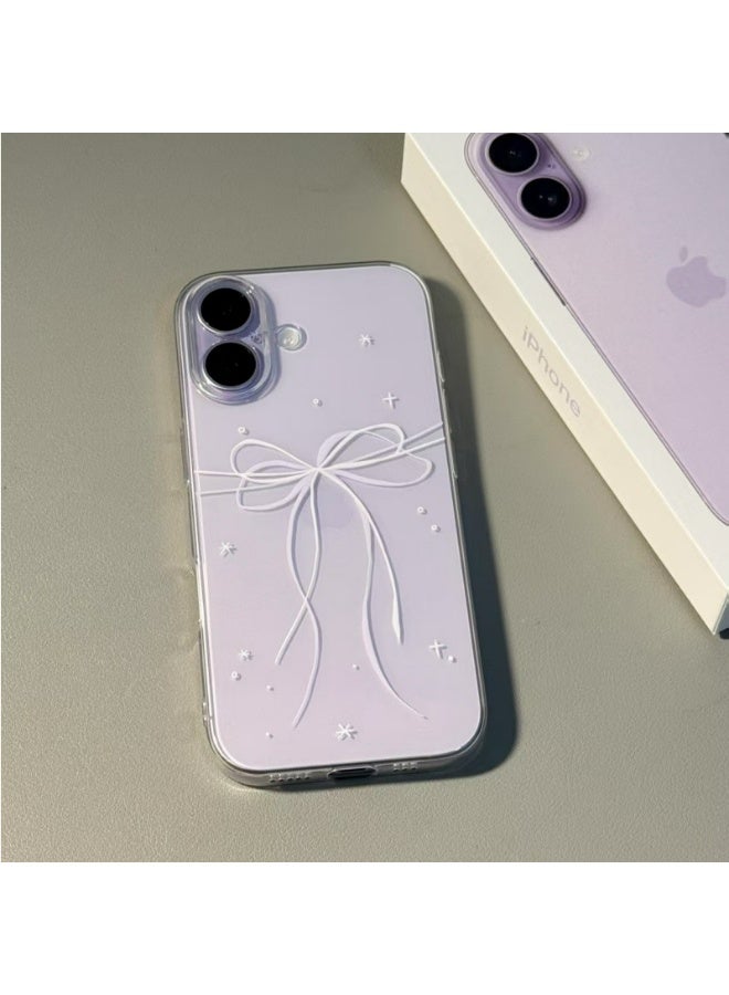HaDoii Soft Transparent TPU Case for iPhone 17, Couple Style Clear Bumper Shockproof Cover for Men Women, Star Ribbon Bow Design, Purple - Image 3