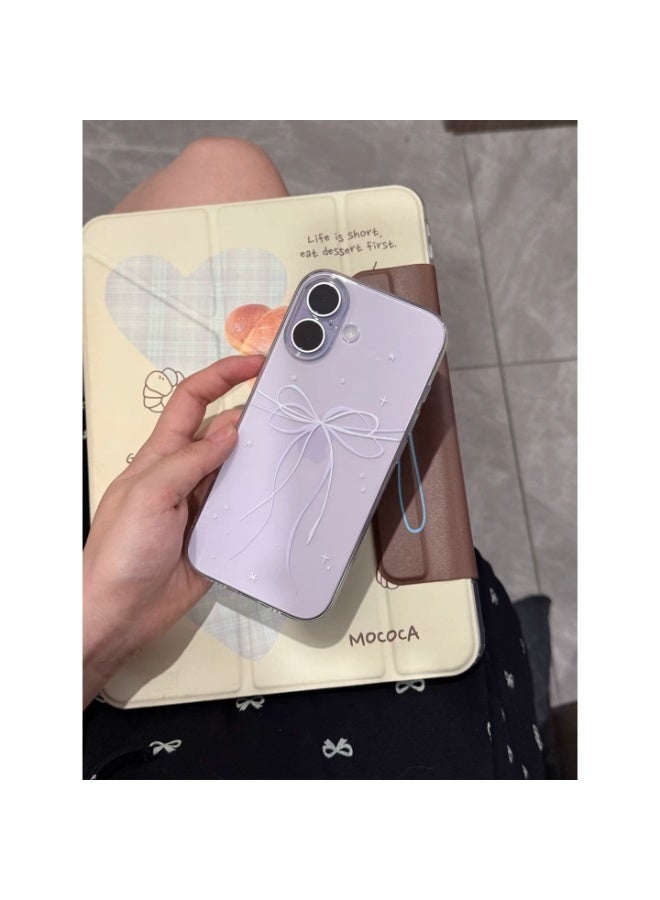 HaDoii Soft Transparent TPU Case for iPhone 17, Couple Style Clear Bumper Shockproof Cover for Men Women, Star Ribbon Bow Design, Purple - Image 2