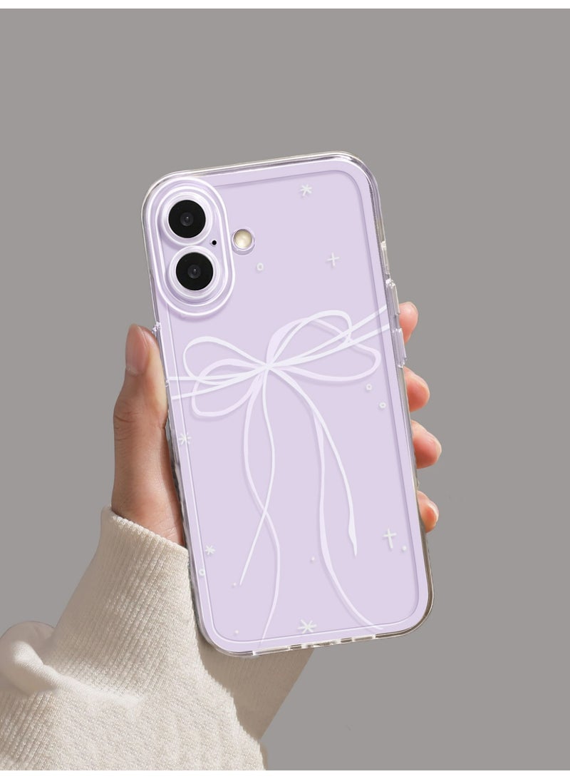 HaDoii Soft Transparent TPU Case for iPhone 17, Couple Style Clear Bumper Shockproof Cover for Men Women, Star Ribbon Bow Design, Purple - Image 1