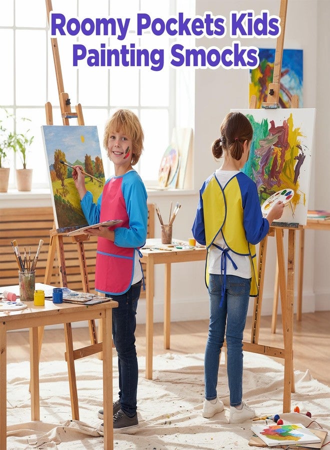 Oqqlin 18 Pcs Kids Art Smock, Colorful Waterproof Toddler Painting Apron Reusable Children Artist Smock with Long Sleeve, 3 Pockets for Boys, Girls for Painting, Cooking, Handicrafts - Image 5