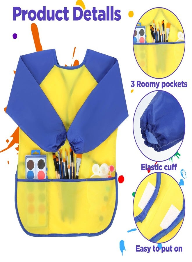 Oqqlin 18 Pcs Kids Art Smock, Colorful Waterproof Toddler Painting Apron Reusable Children Artist Smock with Long Sleeve, 3 Pockets for Boys, Girls for Painting, Cooking, Handicrafts - Image 4
