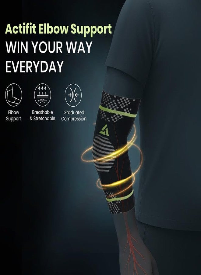 ACTIFIT Elbow Support for Men and Women, Pain Relief for Tennis Elbow, Arthritis, Tendonitis, Compression Support Brace, Stretchable and Breathable Fabric, Multicolor, M Size, Pack of 1 - Image 4