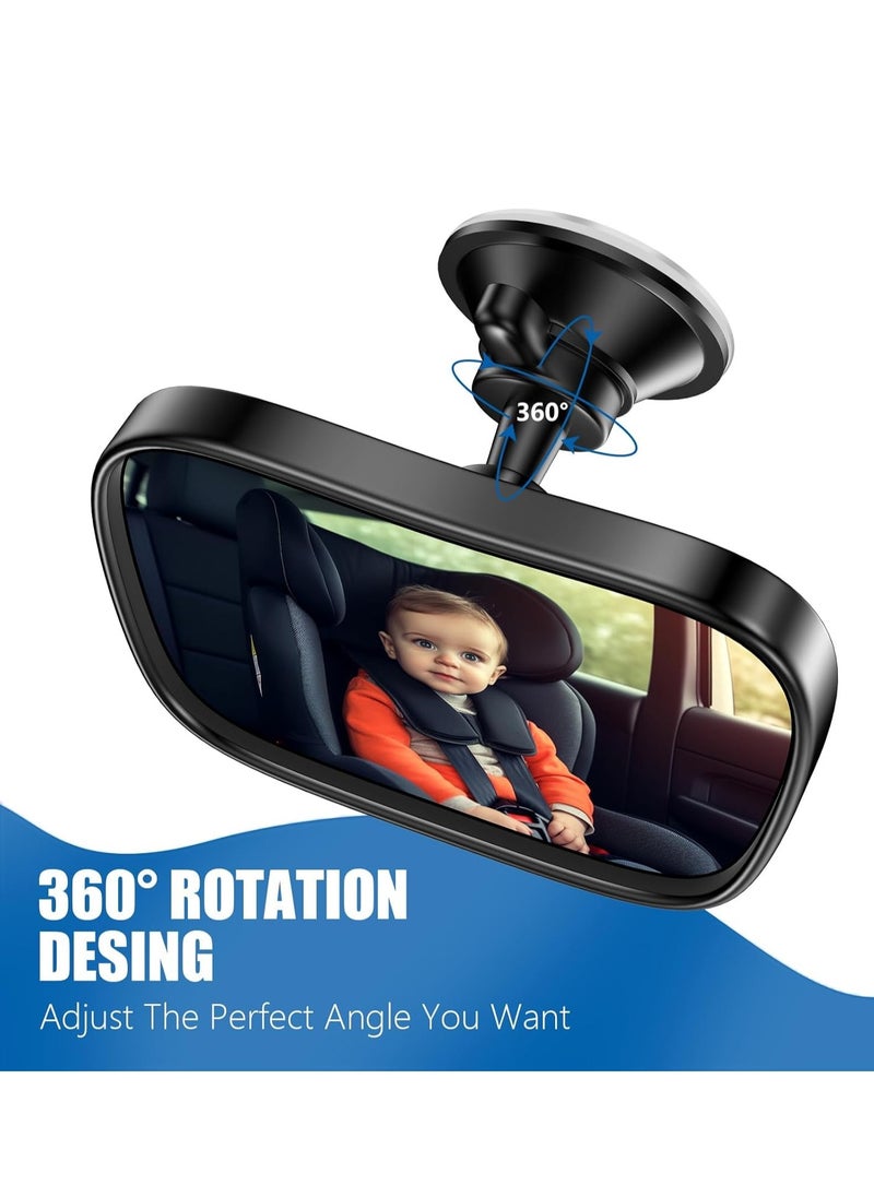 Gonice - Baby Car Rear View Mirror, Baby Car Rear View Mirror with 2 Bases, Adjustable Shatterproof Safety Car Seat Mirror,Rear Facing Infant Suction Cup & Clip Car Visor Mirror Safety Mirror - Image 1
