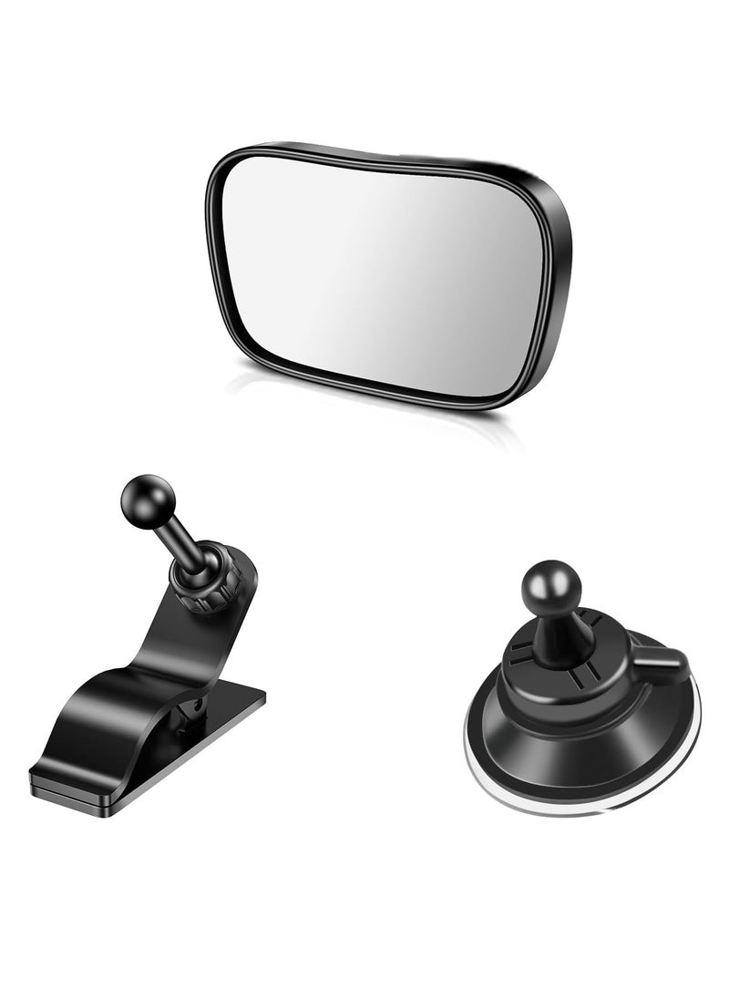 Gonice - Baby Car Rear View Mirror, Baby Car Rear View Mirror with 2 Bases, Adjustable Shatterproof Safety Car Seat Mirror,Rear Facing Infant Suction Cup & Clip Car Visor Mirror Safety Mirror - Image 1
