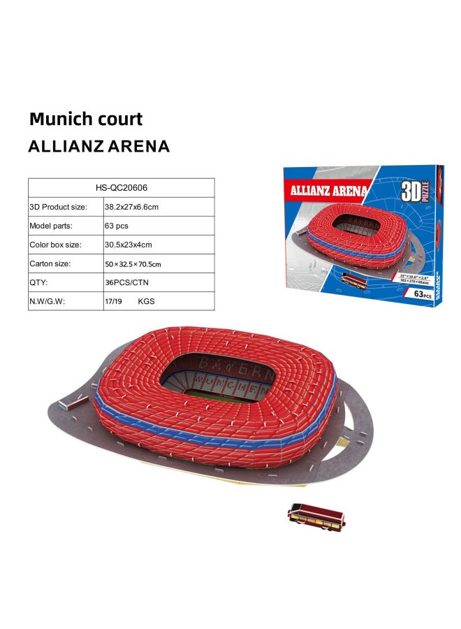 Educational Assembly Football Field Model Barca Real Madrid World Cup Diy 3d Puzzle Toy Handmade Gift-Color:Munich - Image 1