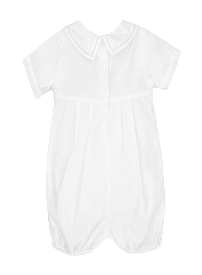 Petit Ami Baby Boys' Romper with Smocking and Faggoting, 24 Months, White - Image 2