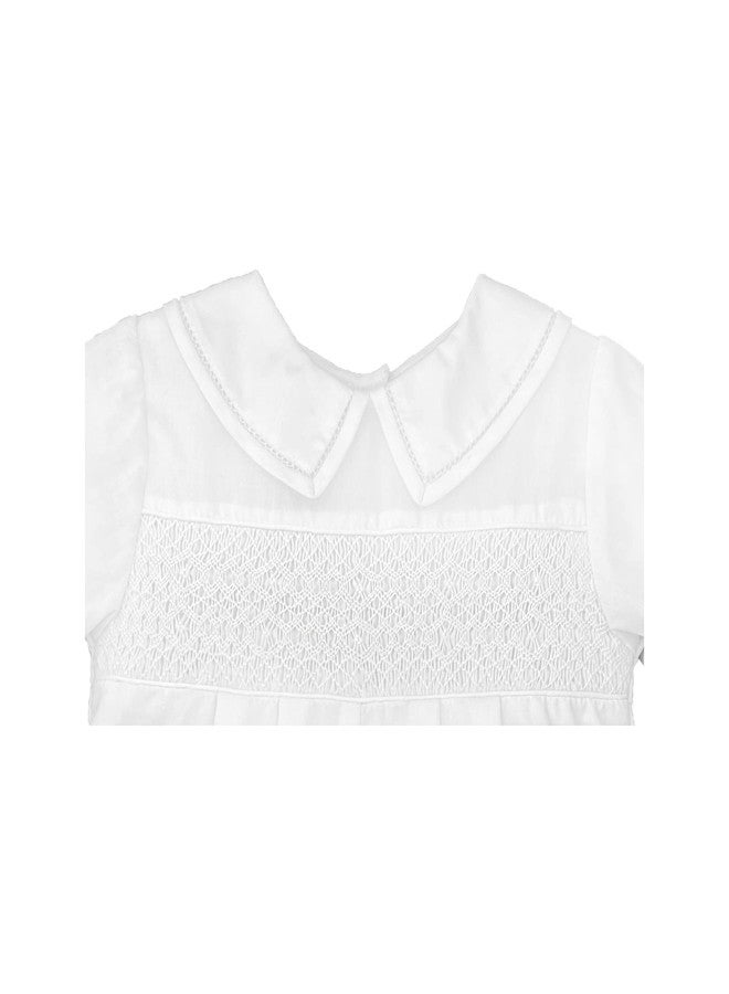 Petit Ami Baby Boys' Romper with Smocking and Faggoting, 24 Months, White - Image 3