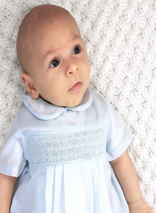 Petit Ami Baby Boys' Romper with Smocking and Faggoting, 24 Months, White - Image 5