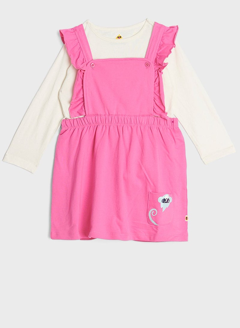 Cheekee Munkee Kids 2 Piece Dungaree Dress Set - Image 1