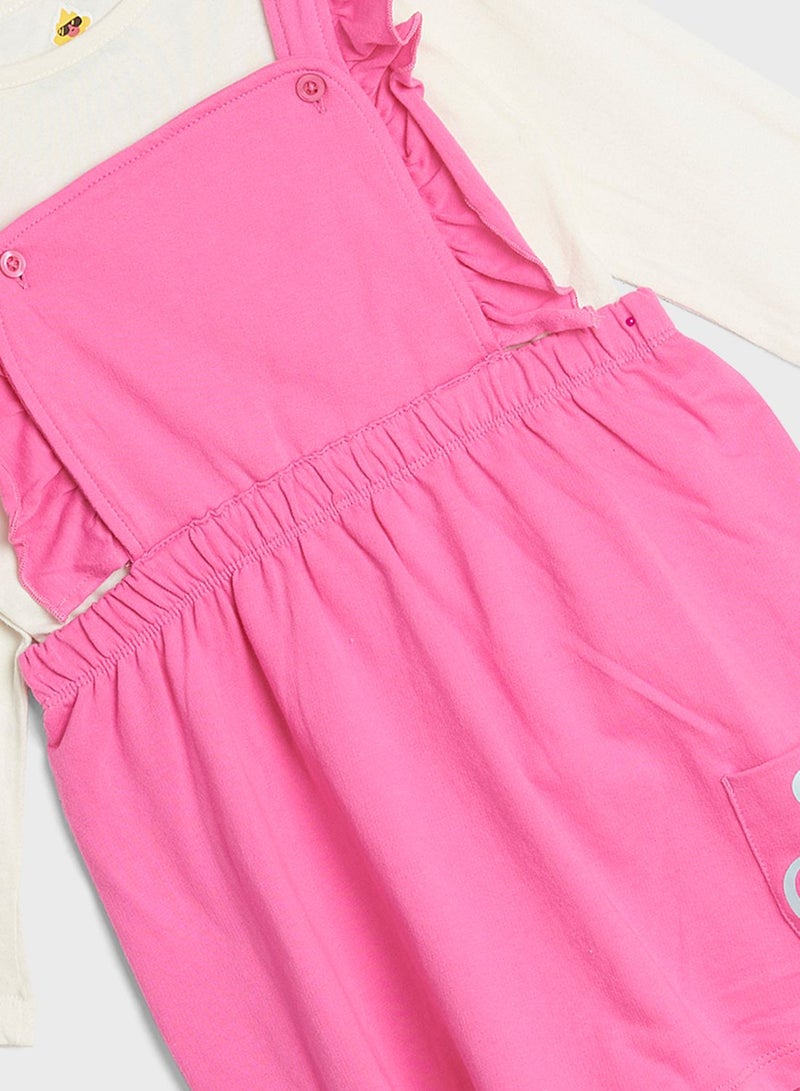 Cheekee Munkee Kids 2 Piece Dungaree Dress Set - Image 3