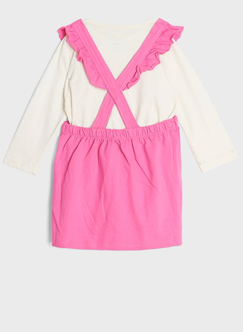 Cheekee Munkee Kids 2 Piece Dungaree Dress Set - Image 2