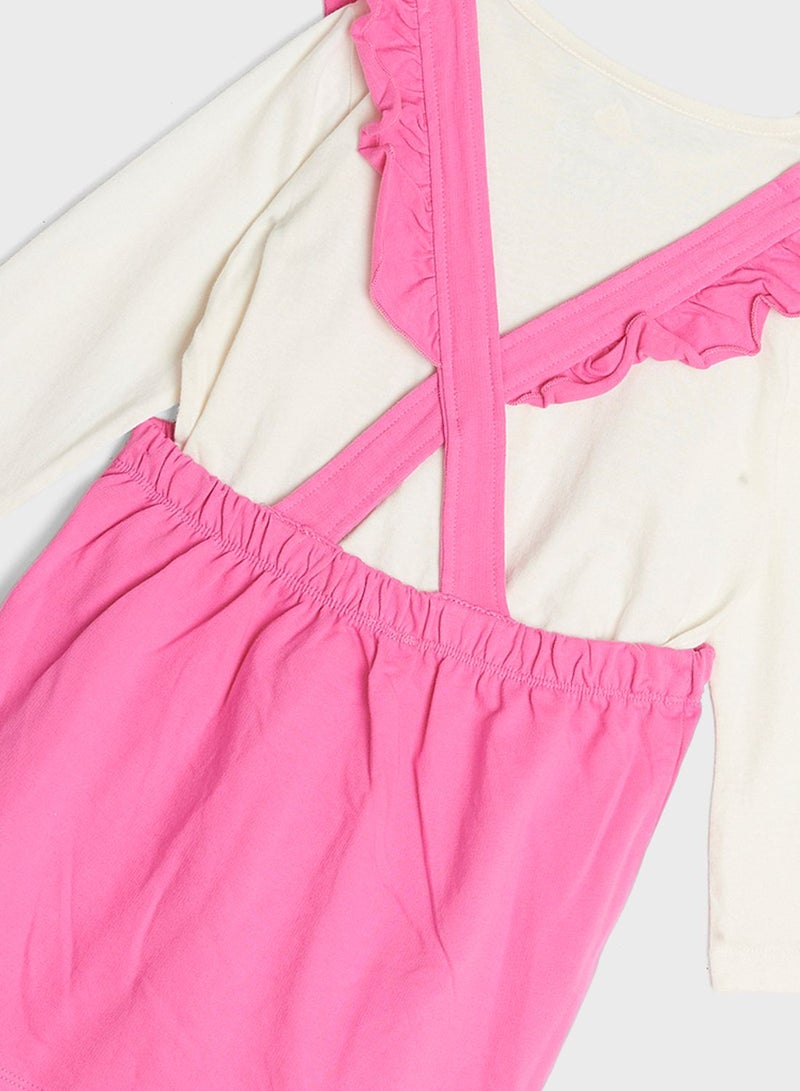 Cheekee Munkee Kids 2 Piece Dungaree Dress Set - Image 4