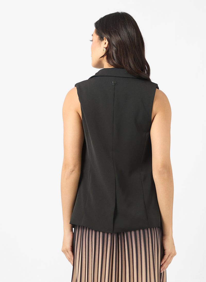 BCBG Lapel Collar Sleeveless Blazer - Image 2