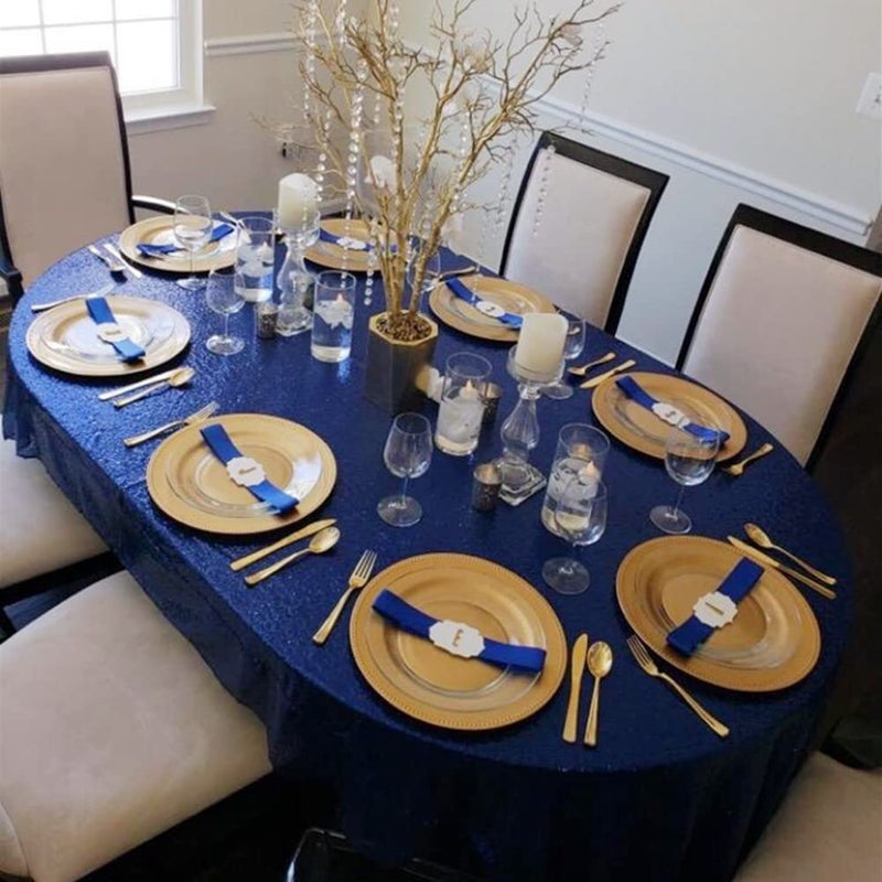 Poise3EHome 120-Inch Round Navy Blue Sequin Tablecloth for Party Cake Dessert Table Exhibition Events - Image 5