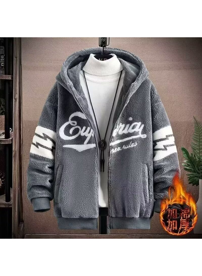 Generic - Mens Trendy Sherpa-Lined Hooded Jacket Blue - Image 1