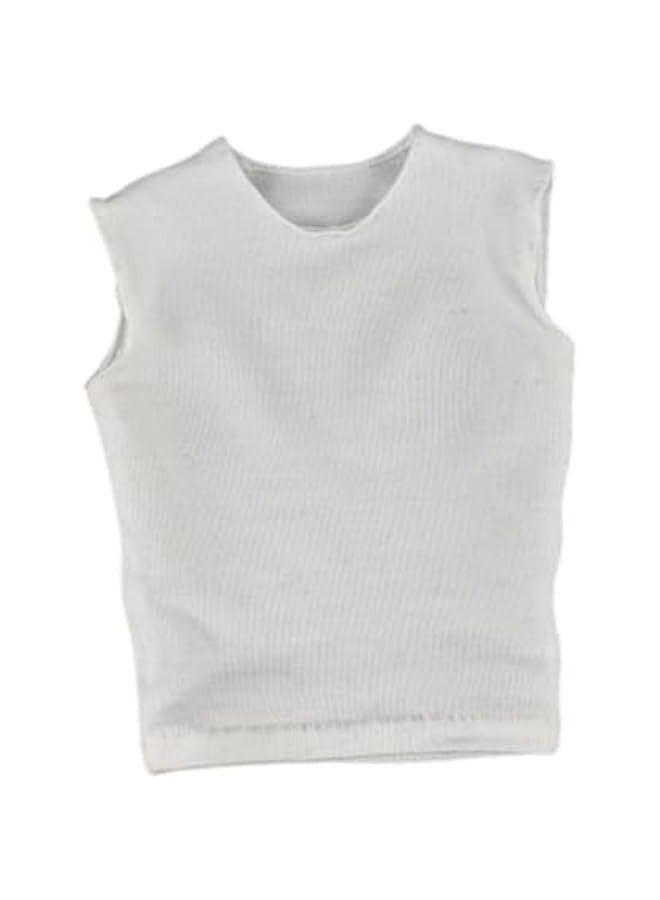 1/6 Male Figure T Shirt Sleeveless Vest Outfits Short Sleeve Doll Clothes Mini for 12 inch Accs Male Action Figures Dress up, White - Image 1