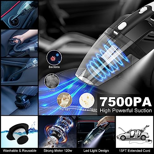 AUTODECO 41Pcs Car Cleaning Wash Kit Interior Detailing Cleaner Kit with High Power Handheld Vacuum, Collapsible Bucket, Windshield Tool, Gel, Snow Shovel, Tire Brush, Complete Car Care Tools, Black - Image 2