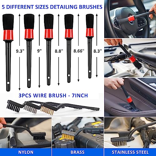 AUTODECO 41Pcs Car Cleaning Wash Kit Interior Detailing Cleaner Kit with High Power Handheld Vacuum, Collapsible Bucket, Windshield Tool, Gel, Snow Shovel, Tire Brush, Complete Car Care Tools, Black - Image 5
