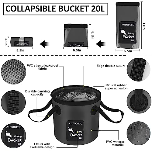 AUTODECO 41Pcs Car Cleaning Wash Kit Interior Detailing Cleaner Kit with High Power Handheld Vacuum, Collapsible Bucket, Windshield Tool, Gel, Snow Shovel, Tire Brush, Complete Car Care Tools, Black - Image 4
