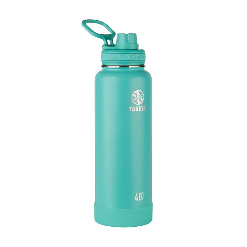 Takeya Actives Water Bottle with Spout Lid - Bottle with Double Stainless Steel Insulation - Dishwasher Safe & BPA-Free - Bottle with Spout Lid & Removable Bumper - 40 oz, Teal - Image 1