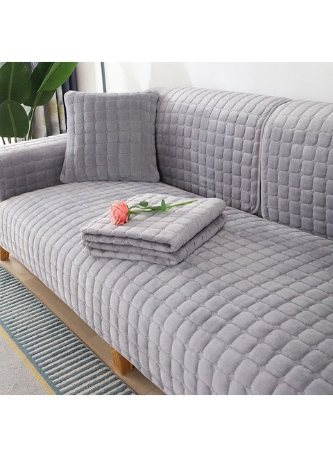 Winter Non-Slip Thick Plush Sofa Cover Set Square-Gray