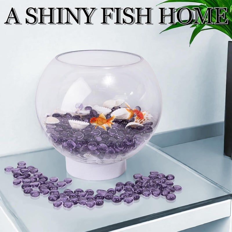 Meschett 50PCS Mini Glass Gems,Purple Mancala Stones Flat Bottom Marble Beads for Home Decorative Art Craft Vase Filler(0.5"~0.7") - Image 4
