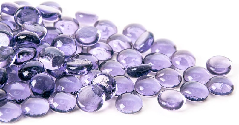 Meschett 50PCS Mini Glass Gems,Purple Mancala Stones Flat Bottom Marble Beads for Home Decorative Art Craft Vase Filler(0.5"~0.7") - Image 1