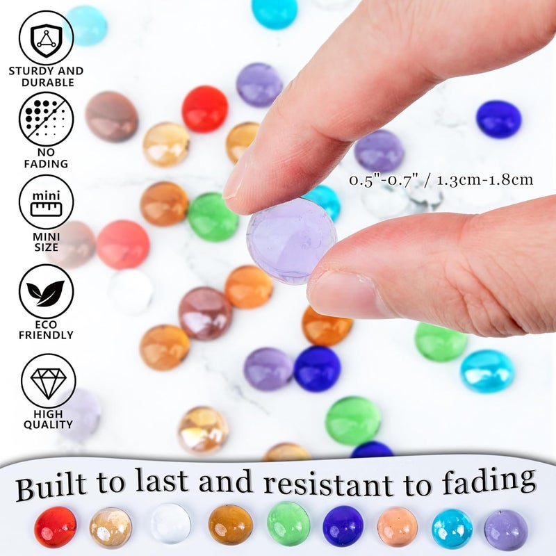 Meschett 50PCS Mini Glass Gems,Purple Mancala Stones Flat Bottom Marble Beads for Home Decorative Art Craft Vase Filler(0.5"~0.7") - Image 5