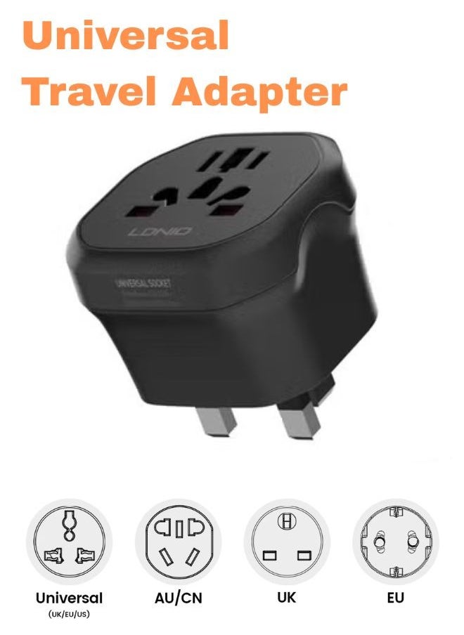 Universal Conversion Plug for Travel Adaptor Connect to The Worldwide Charger Plug US/AU/EU/UK Black