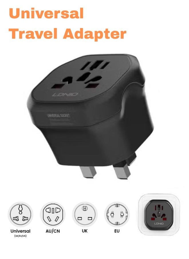LDNIO Universal Conversion Plug for Travel Adaptor Connect to The Worldwide Charger Plug US/AU/EU/UK Black  - Image 1