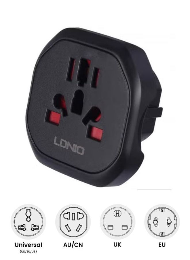 Universal Conversion Plug for Travel Adaptor Connect to The Worldwide Charger Plug US/AU/EU/UK Black