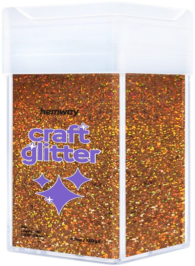 هيمواي علبة جليتر من Hemway Craft، وزن 130 جم / 4.6 أونصة، جليتر للفنون والحرف اليدوية والراتنج والأكواب والأظافر والرسم والديكور والمهرجانات ومستحضرات التجميل والجسم - سميكة (1/40 بوصة، 0.025 بوصة، 0.6 مم) - نحاسي مجسم - Image 1