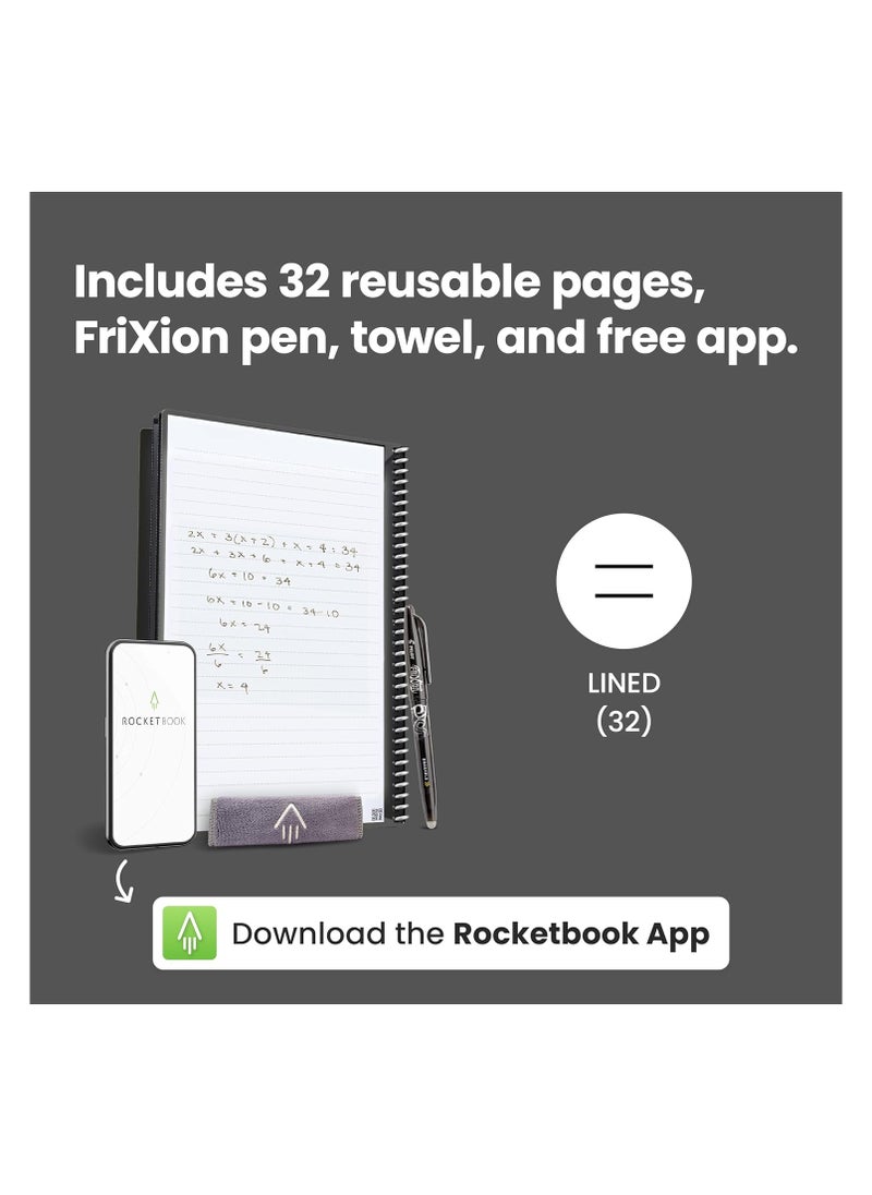 Rocketbook Rocketbook Core Smart Reusable Notebook | Eco-Friendly Digital Notebook with Cloud Sync | 8.5" x 11" Lined, 32 Pages, Midnight Blue | Includes Pen, Cloth & App  - Image 5