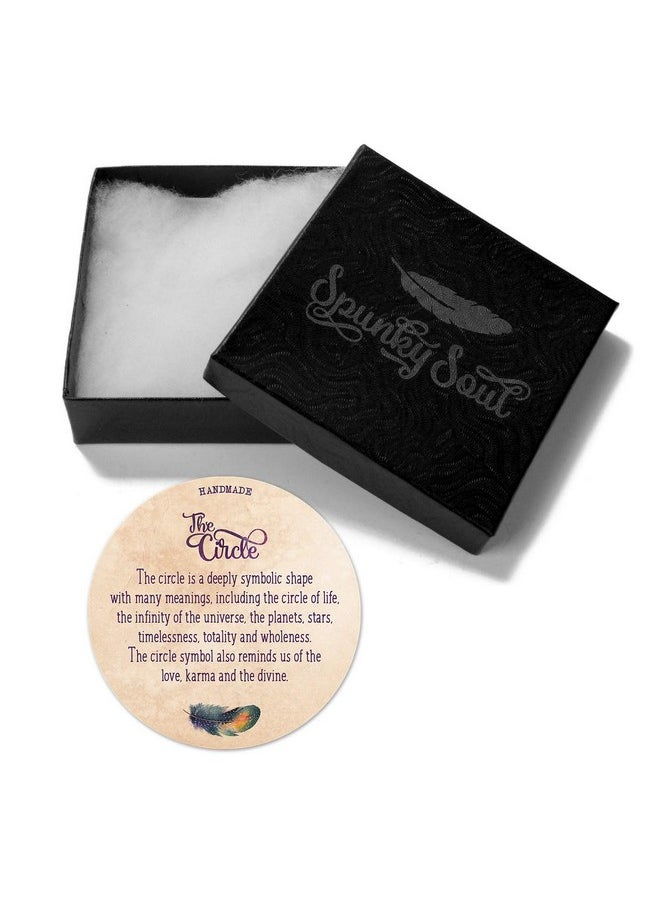 SPUNKYsoul - 5 Wrap Circle Bracelet For Women (Black With Gun Metal Circle) - Image 1