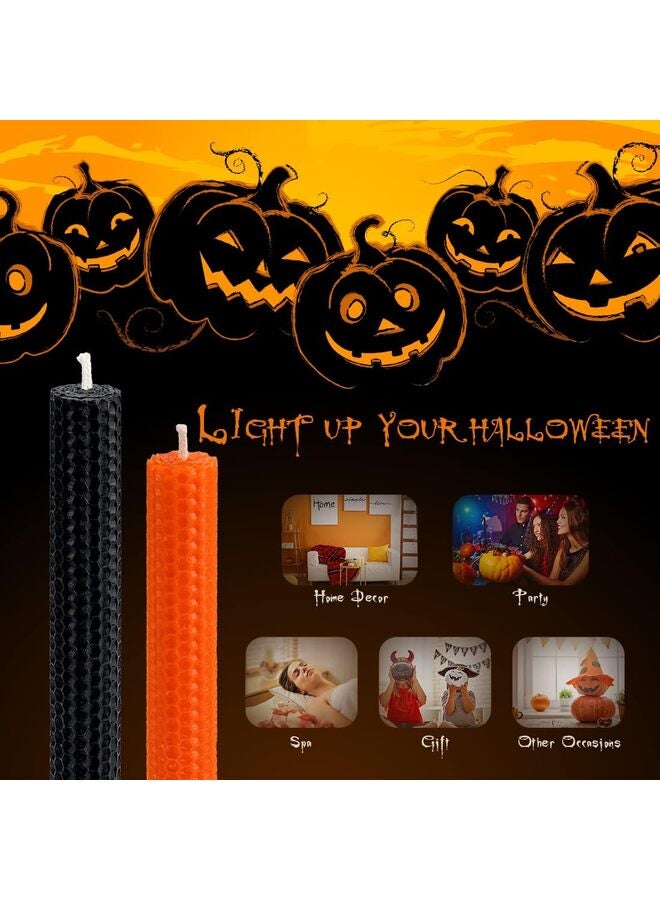 LAMAY 4PCS Beeswax Taper Candle, Drip-Proof Hand-Rolled, Great for Home, Holidays, Weddings, Women's Gifts (Orange Black) - Image 3