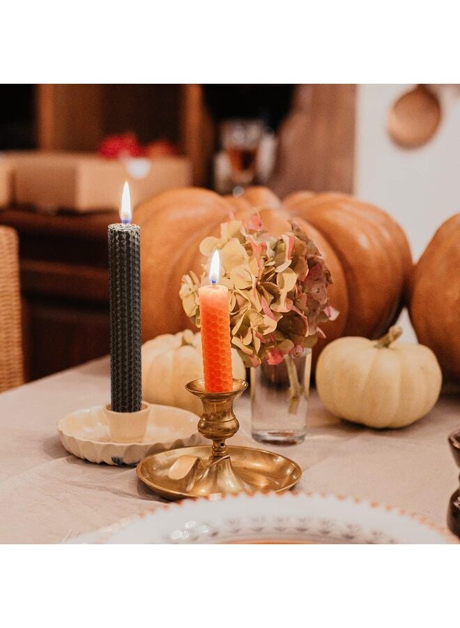 LAMAY 4PCS Beeswax Taper Candle, Drip-Proof Hand-Rolled, Great for Home, Holidays, Weddings, Women's Gifts (Orange Black) - Image 4