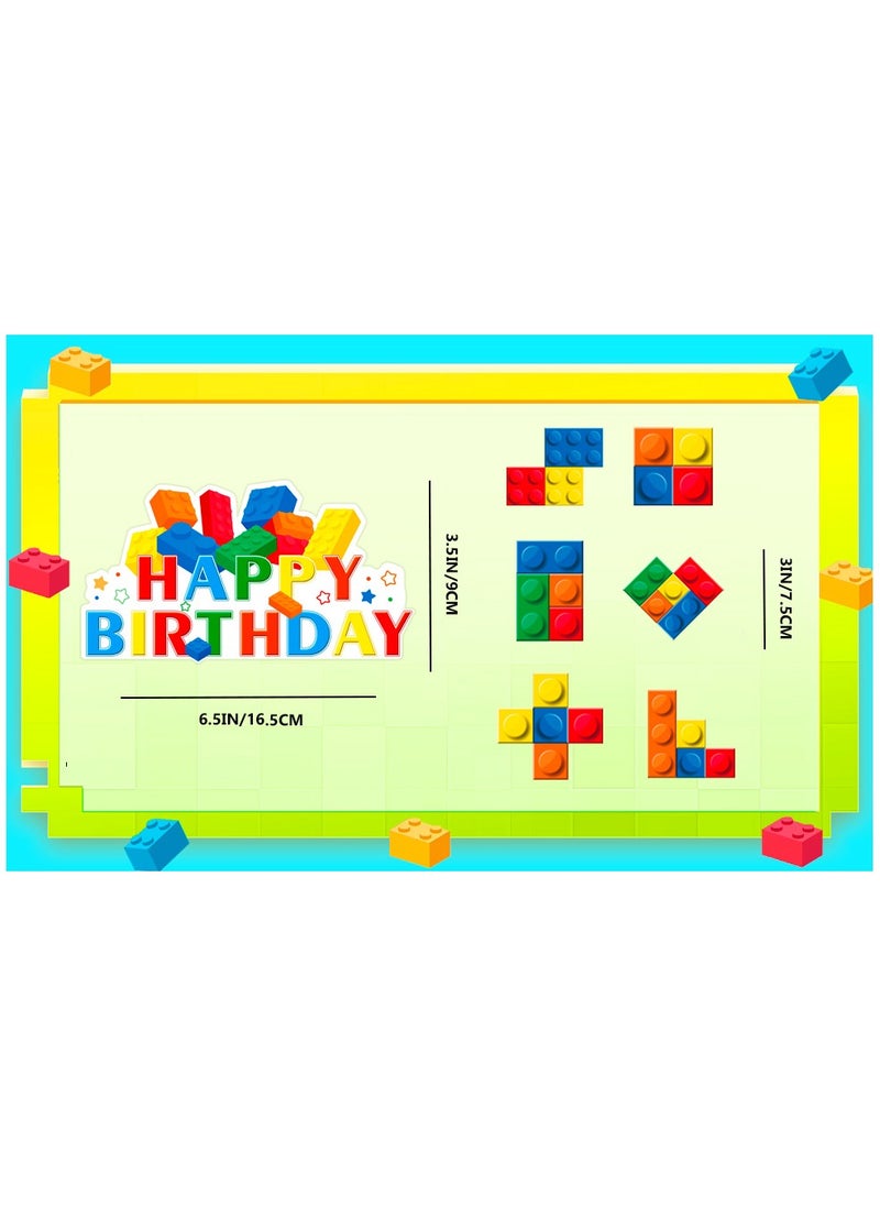 FRUITFUL PARTY - Building Blocks Cake Topper, 25pcs Building Blocks Cake Decorations Cupcake Toppers and Cake Topper for Building Block Theme Party Supplies - Image 1