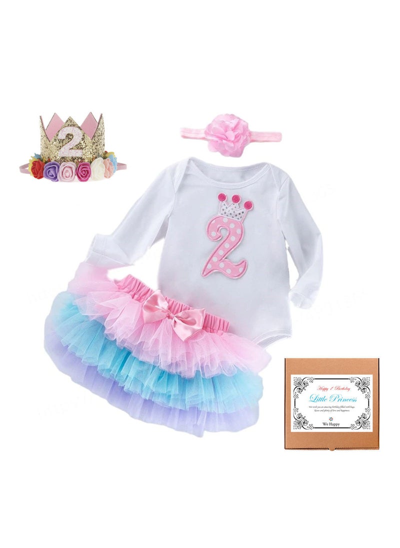 We Happy - 4-Piece 2nd Birthday Baby Girls Dress Princess Costume - Image 1